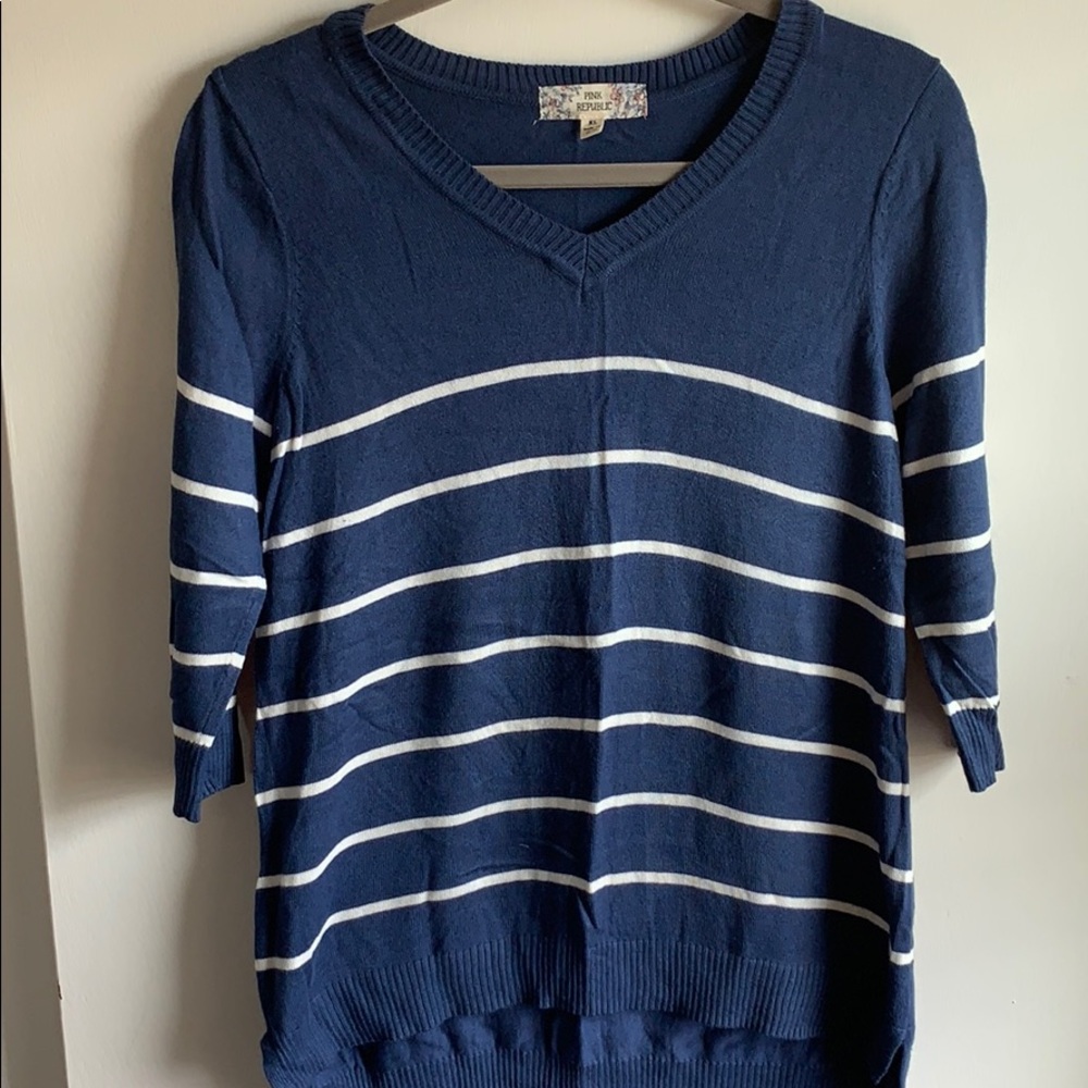 3/4 sleeve striped sweater